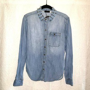 BDG Spiked Collar Chambray Shirt
